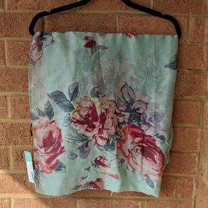 Mint Green and Floral Infinity Scarf